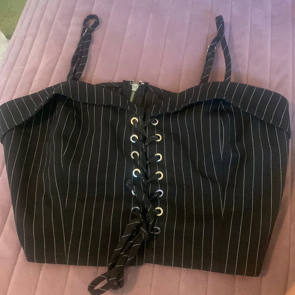 black striped crop top